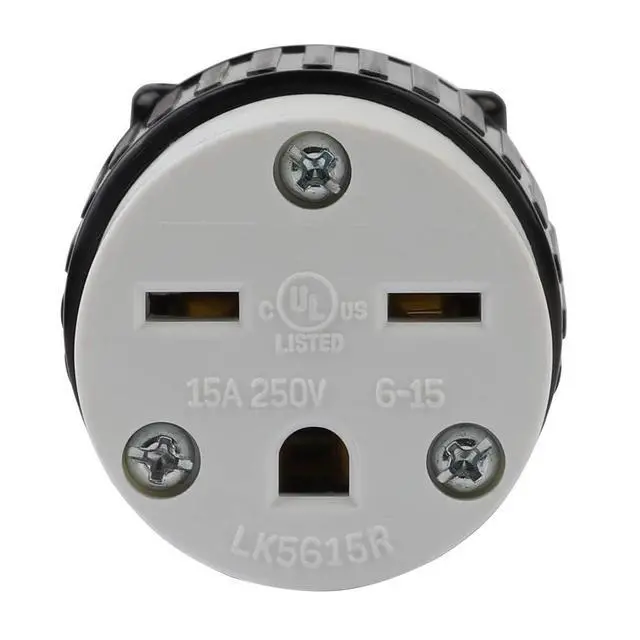 Alt view image 3 of 5 - USA 3-Prong Male AC Plug, UL Nema 6-15R 3 Pole Straight Blade DIY Rewirable AC Socket, 15A 250V USA 3Pin AC Connector, Nema 6-15R Female US 3Pole AC Power Receptacle, Black