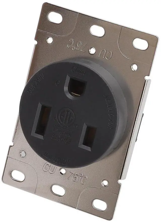 Main image of NEMA 6-30R 50 Amps 250V 2 Pole 3 Wire Flush Mounting Receptacle, ETL Listed Straight Blade Power Outlet for Welder/Generator, Heavy Duty Industrial Grade, Grounding