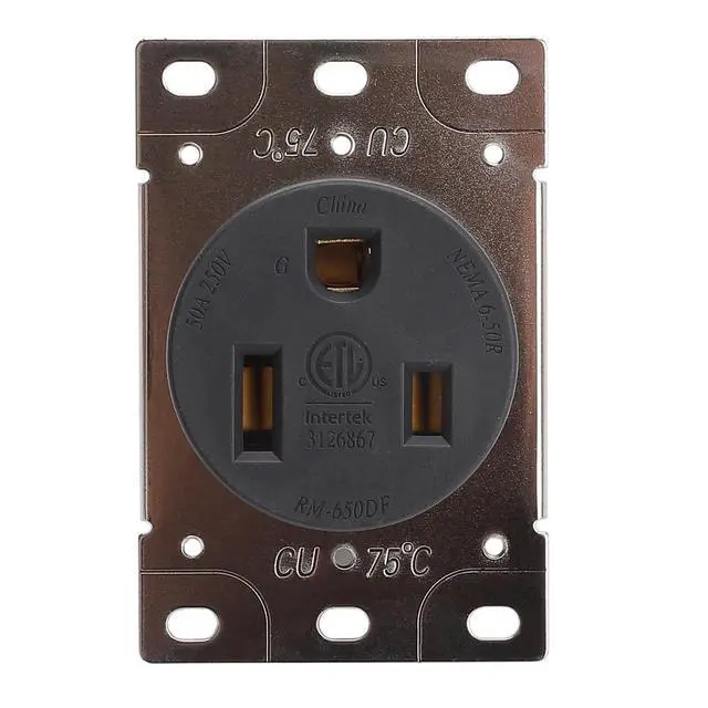 Alt view image 3 of 5 - NEMA 6-30R 50 Amps 250V 2 Pole 3 Wire Flush Mounting Receptacle, ETL Listed Straight Blade Power Outlet for Welder/Generator, Heavy Duty Industrial Grade, Grounding