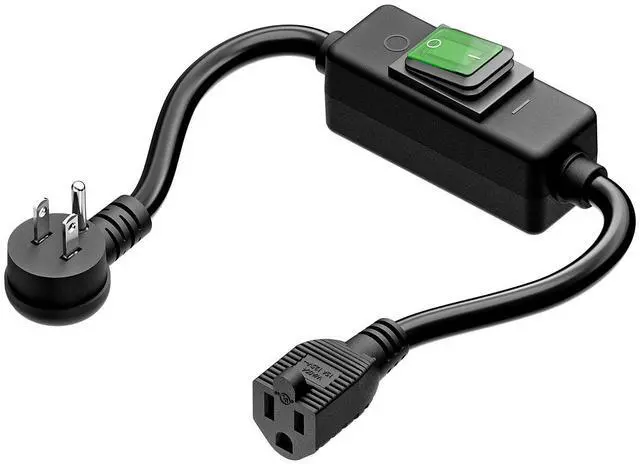 Main image of 1.5Feet 90Degree Waterproof Extension Power Cord, in-Line On-Off Switch Extension Cable, SJTW 14AWG 3C Waterproof,Max.20A 125V Heavy Duty Inline Switch AC Power Cord
