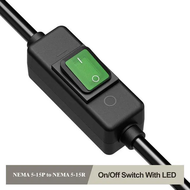 Alt view image 4 of 7 - 1.5Feet 90Degree Waterproof Extension Power Cord, in-Line On-Off Switch Extension Cable, SJTW 14AWG 3C Waterproof,Max.20A 125V Heavy Duty Inline Switch AC Power Cord