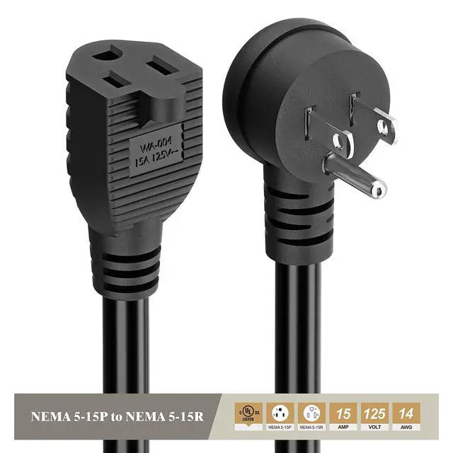 Alt view image 7 of 7 - 1.5Feet 90Degree Waterproof Extension Power Cord, in-Line On-Off Switch Extension Cable, SJTW 14AWG 3C Waterproof,Max.20A 125V Heavy Duty Inline Switch AC Power Cord