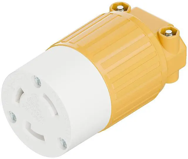 Main image of Nema L5-30R 30 Amp 125 Volt Connector, L5-30 Locking Power Cord Connector 2P 3W, Locking Plug, Industrial Grade DIY Twist-Lock Cord Connector, Yellow Color