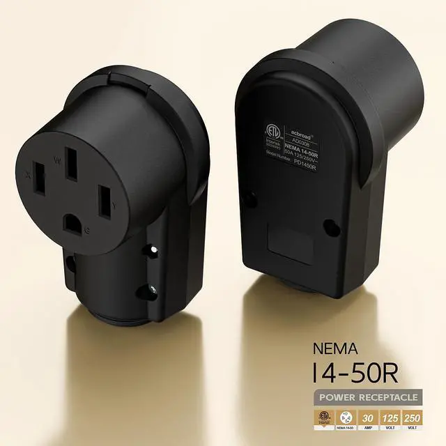 Alt view image 2 of 7 - NEMA 14-50R Plug,14-50 50A/125/250V Female Connector, (ETL Certified) 50Amp 125/250Volt Cord End Socket, Female 50A Dryer Receptacle, Heavy Duty, Black Color