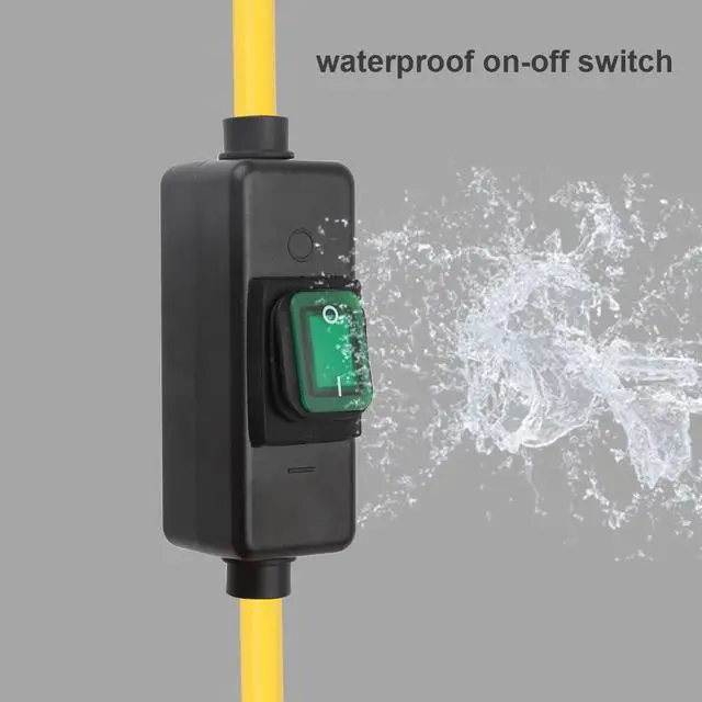 Alt view image 3 of 6 - Heavy Duty SJTW 12AWG Outdoor Waterproof Extension Switch Cord, in-Line On/Off Switch Extension Cord, IP57 Waterproof,Max.20A 125V 4-in-1 T-Blade Female,1.5FT
