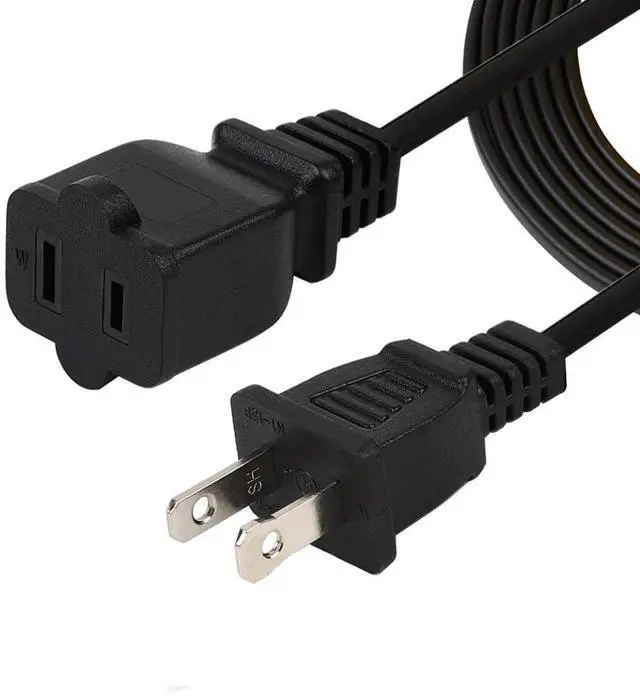 Main image of 10FT(3M) 16AWG Polarized US 2-Prong Male-Female Extension Power Cable,US AC 2-Prong Male/Female Power cable10A/125V,Nema 1-15P to 1-15R Cable Polarized