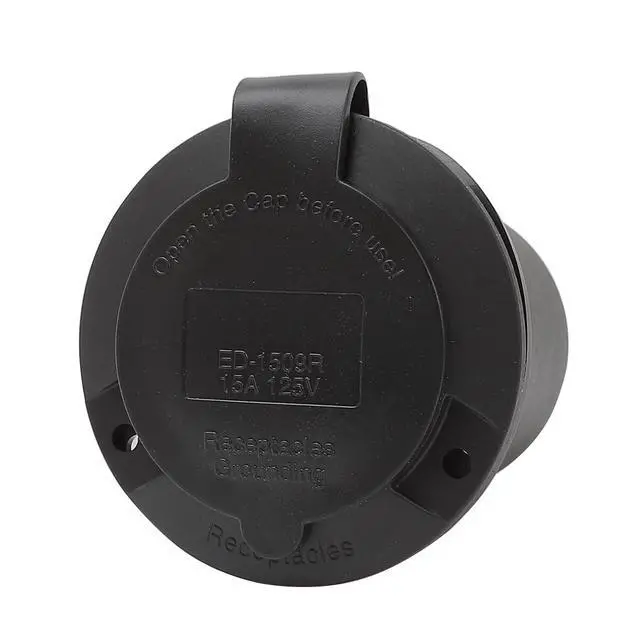 Alt view image 4 of 6 - Nema 5-15R Flanged Outlet with Waterproof Cover, 5-15R 15A 125V Household Power Outlet, Compatible with Nema 5-15R,Black Color