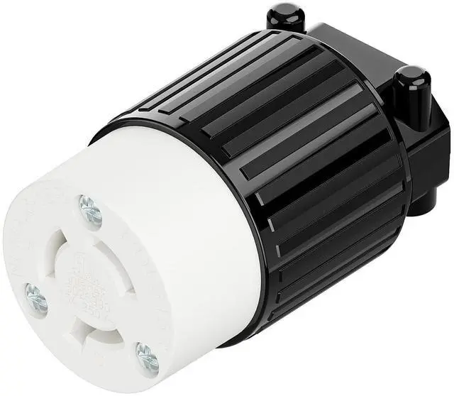 Main image of NEMA L6-15R Twist Lock Female Receptacle, ETL Listed 15A 250V Rewireable Cord End Socket, UL94-V0 Nylon Copper for 10~18AWG SJT/SVT Cord, Black White Industrial Connector