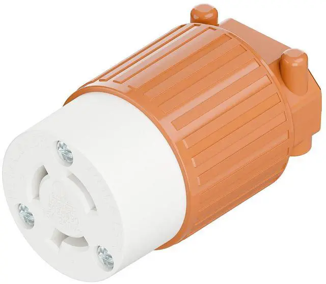 Main image of NEMA L6-15R Twist Lock Female Receptacle, ETL Listed 15A 250V Rewireable Cord End Socket, UL94-V0 Nylon Copper for 10~18AWG SJT/SVT Cord, Orange Industrial Connector