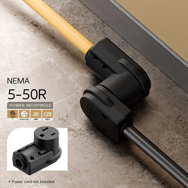 Alt view image 6 of 7 - NEMA 5-50R Socket,5-50R Female Connector, (ETL Certified) 50Amp 125Volt 50A/125V Heavy Duty Receptacle, Black Color.
