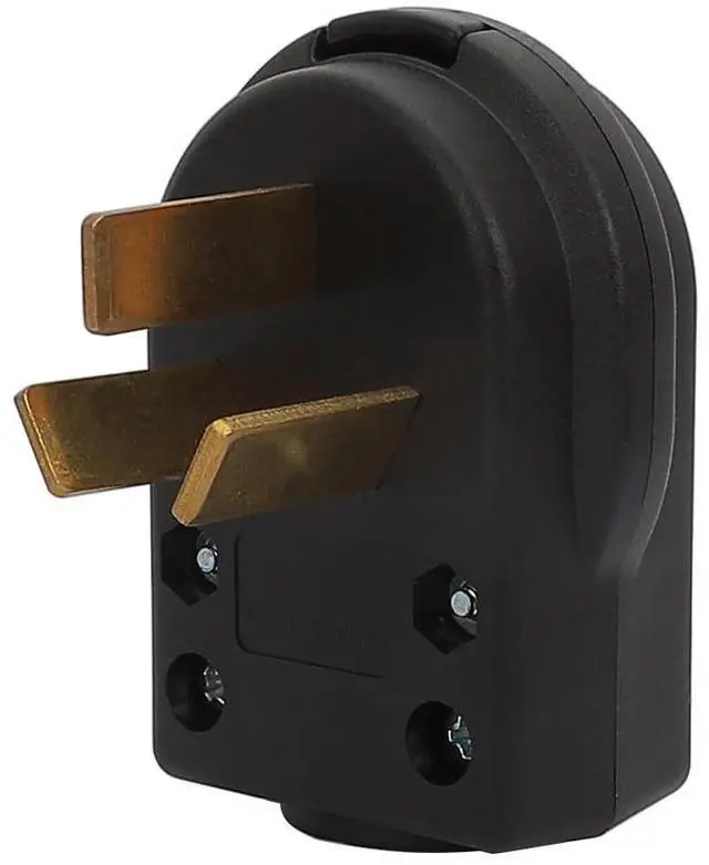 Main image of Nema 10-50P Plug, 50 Amp, 125/250 Volt, 3 Pole 3 Wire Grounding, Straight Blade, Dryer and Ranges, Black, Compliance with ROHS REACH