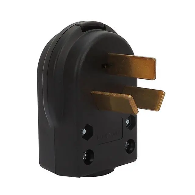 Alt view image 2 of 5 - Nema 10-50P Plug, 50 Amp, 125/250 Volt, 3 Pole 3 Wire Grounding, Straight Blade, Dryer and Ranges, Black, Compliance with ROHS REACH