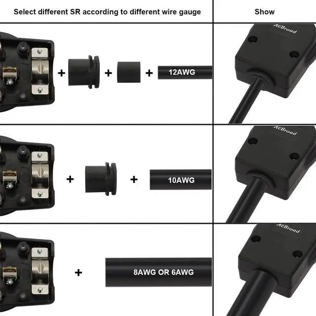Alt view image 5 of 5 - Nema 10-50P Plug, 50 Amp, 125/250 Volt, 3 Pole 3 Wire Grounding, Straight Blade, Dryer and Ranges, Black, Compliance with ROHS REACH