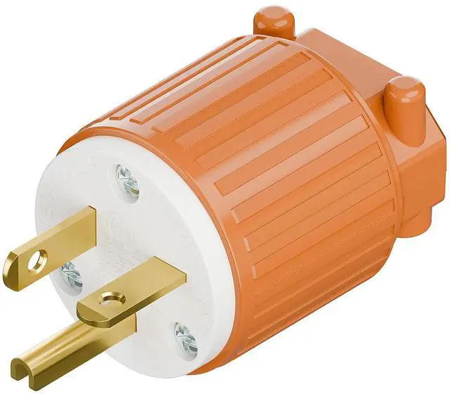 Main image of Nema 5-20P 20Amp 125Volt Plug, ETL Listed Heavy Duty Rewireable 20A/125Volt USA Canada 3-Prong Male Straight Blade Connector, 20Amp AC Industrial Grade Cord End Plug, Orange Color