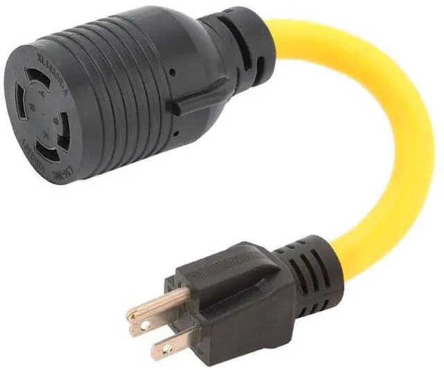 Main image of Nema 5-15P to L14-30R Power Adapter Cord, Household 15Amp to Generator Lock in 30Amp Adapter Cord, STW 12AWG Length= 1Foot