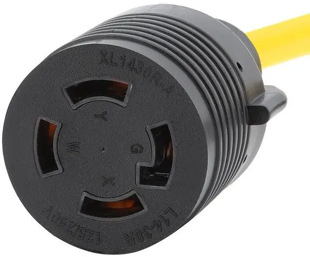 Alt view image 3 of 5 - Nema 5-15P to L14-30R Power Adapter Cord, Household 15Amp to Generator Lock in 30Amp Adapter Cord, STW 12AWG Length= 1Foot