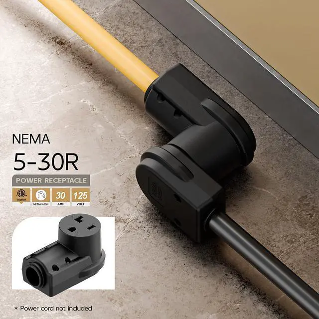 Alt view image 6 of 7 - NEMA 5-30R Socket, 5-30 Female Connector, (ETL Certified) 30Amp 125Volt Heavy Duty Receptacle, Black Color.