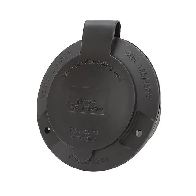 Alt view image 4 of 5 - Nema L14-30R Flanged Outlet with Waterproof Cover, 14-30R Lock in 3 Pole 4 Wire 30AMP 125/250V Female Receptacle, ETL Verified Nema L14-30R Outlet Black Color