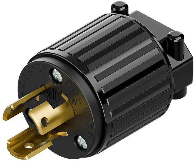 Main image of NEMA L5-15P Locking Plug, Twist Lock Male 15Amp 125Volt Generator Plugs, Industrial Grade Lock in Male 15A/125V Connector, ETL Listed Heavy Duty Plug for Generators Black Color