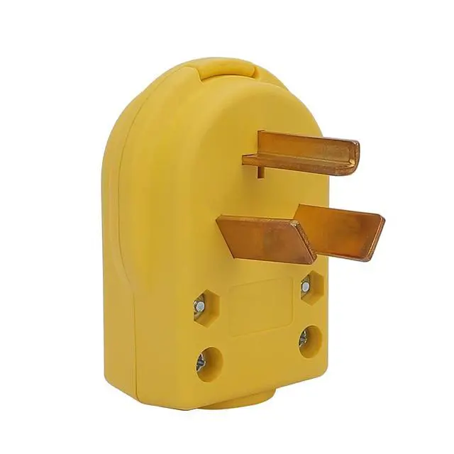 Alt view image 2 of 5 - Nema 10-30P 30 Amp 125/250 Volt Angle Plug, 3 Pole 3 Wire Grounding Straight Blade Plug for Dryer and Ranges, Works with Cable OD Max. 1.0 Inch - Yellow Color