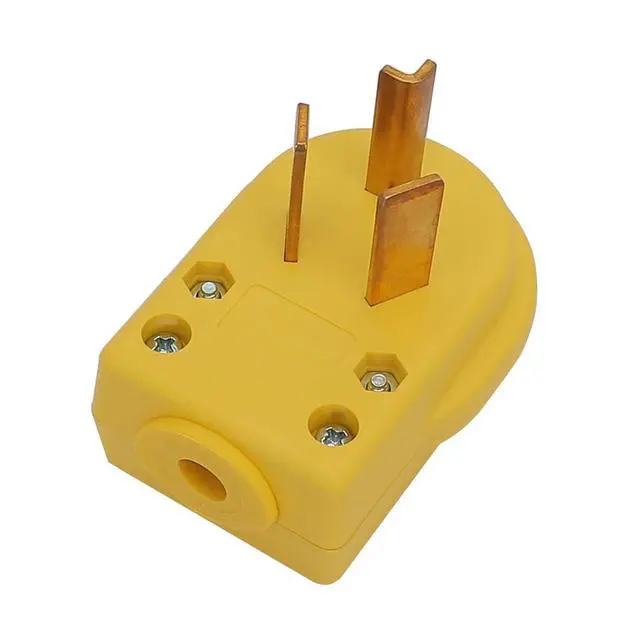 Alt view image 3 of 5 - Nema 10-30P 30 Amp 125/250 Volt Angle Plug, 3 Pole 3 Wire Grounding Straight Blade Plug for Dryer and Ranges, Works with Cable OD Max. 1.0 Inch - Yellow Color