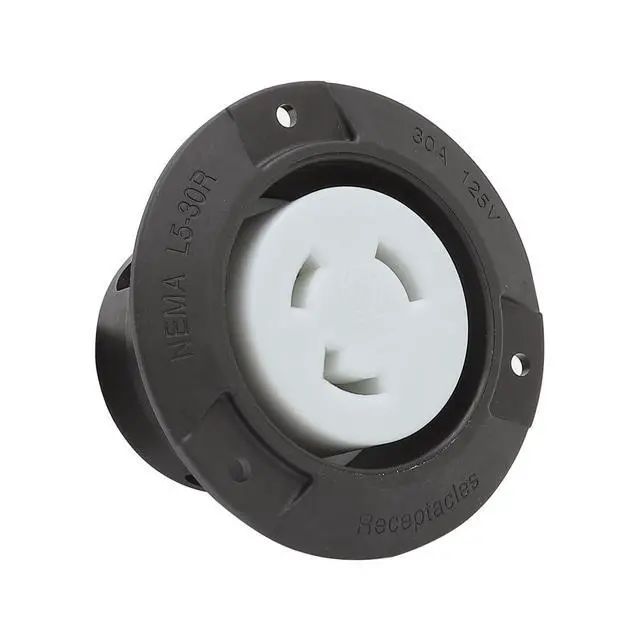 Alt view image 2 of 5 - Nema L5-30R Flanged Outlet with Waterproof Cover, 30AMP 125/250V Female Power Inlet, ETL Verified, Black