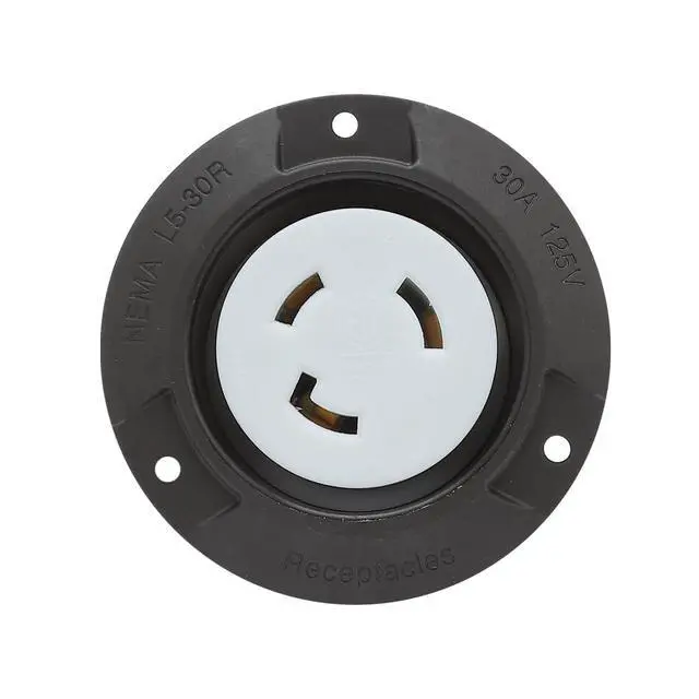 Alt view image 3 of 5 - Nema L5-30R Flanged Outlet with Waterproof Cover, 30AMP 125/250V Female Power Inlet, ETL Verified, Black