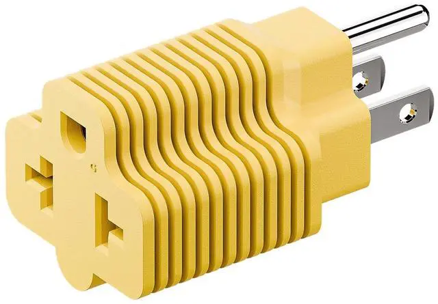 Main image of Nema 15 Amp to 20 Amp Plug Adapter ETL Listed NEMA 5-15P to 5-15/20R (Comb 20Amp T Blade) 15 Amp Household Plug to 20 Amp T-Blade AC Power Adapter Yellow