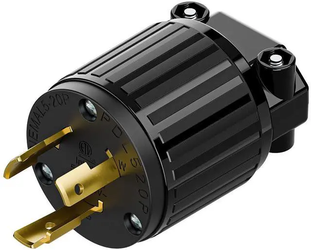 Main image of Nema L5-20P 20 Amp 125 Volt Connector, L5-20 Locking Power Cord Connector 2P 3W, Locking Plug, Industrial Grade DIY Twist-Lock Cord Male Plug Black Color