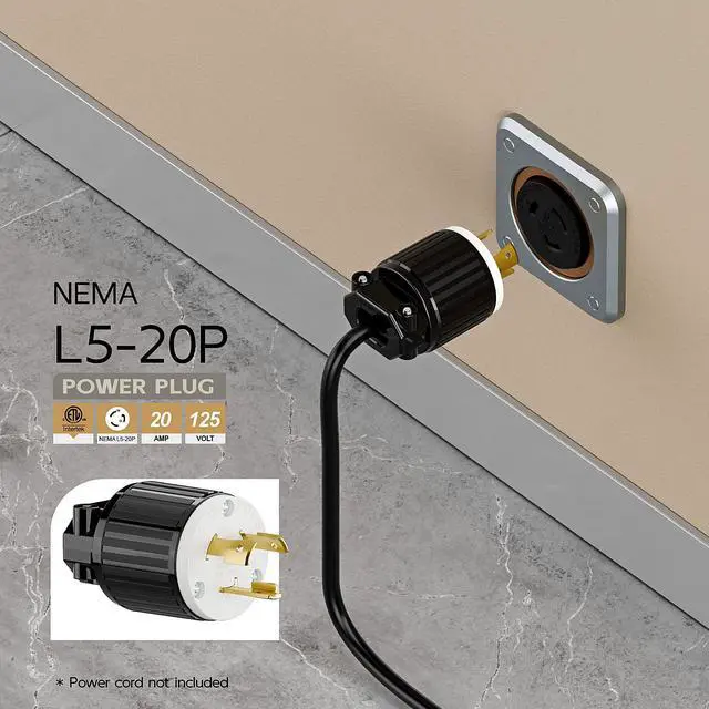 Alt view image 6 of 6 - Nema L5-20P 20 Amp 125 Volt Connector, L5-20 Locking Power Cord Connector 2P 3W, Locking Plug, Industrial Grade DIY Twist-Lock Cord Male Plug