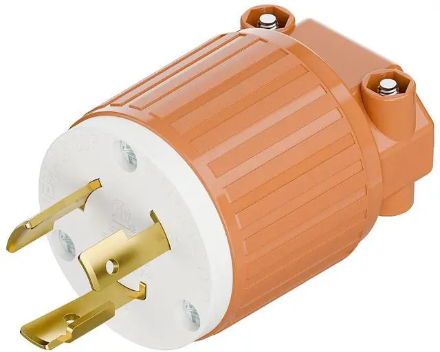 Main image of Nema L5-20P 20 Amp 125 Volt Connector, L5-20 Locking Power Cord Connector 2P 3W, Locking Plug, Industrial Grade DIY Twist-Lock Cord Male Plug Orange Color