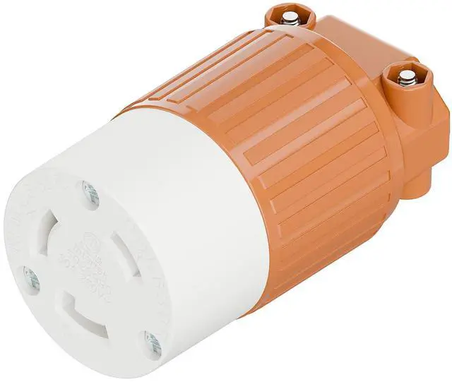 Main image of Nema L6-30R 30 Amp 250 Volt Connector, L6-30 Locking Power Cord Connector 2P 3W, Locking Plug, Industrial Grade DIY Twist-Lock Cord Connector Orange Color