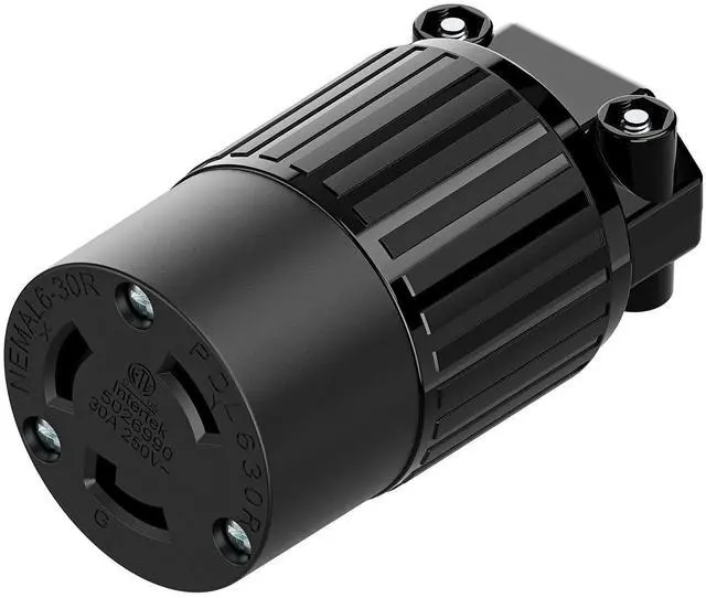 Main image of Nema L6-30R 30 Amp 250 Volt Connector, L6-30 Locking Power Cord Connector 2P 3W, Locking Plug, Industrial Grade DIY Twist-Lock Cord Connector Black Color