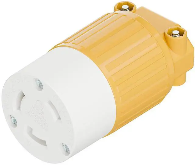 Main image of Nema L6-30R 30 Amp 250 Volt Connector, L6-30 Locking Power Cord Connector 2P 3W, Locking Plug, Industrial Grade DIY Twist-Lock Cord Connector Yellow Color