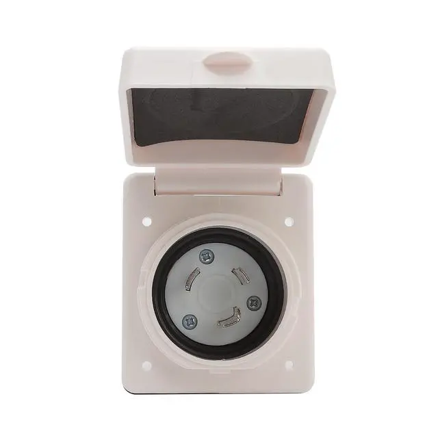 Alt view image 2 of 5 - 30Amp RV Power Inlet Box Nema L5-30P 30A Camper RV Power Inlet, 30A 125V Marine Shore Twist Lock Power Inlet for Camper RV, with Cover Cap White