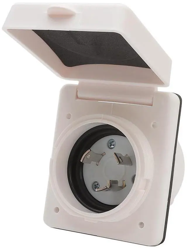 Main image of 30Amp RV Power Inlet Box Nema L5-30P 30A Camper RV Power Inlet, 30A 125V Marine Shore Twist Lock Power Inlet for Camper RV, with Cover Cap White