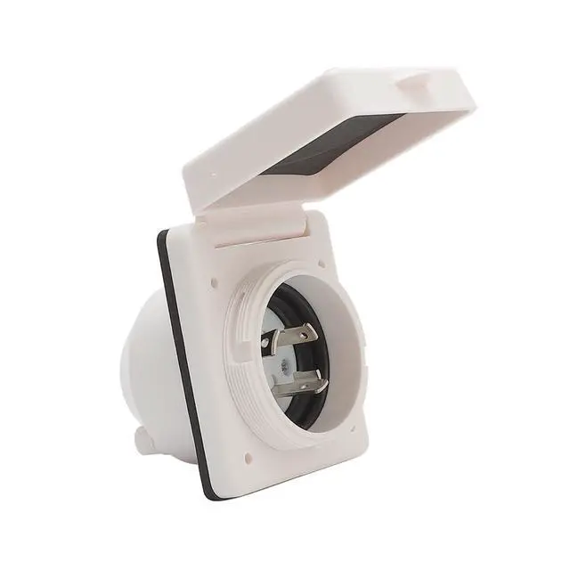 Alt view image 3 of 5 - 30Amp RV Power Inlet Box Nema L5-30P 30A Camper RV Power Inlet, 30A 125V Marine Shore Twist Lock Power Inlet for Camper RV, with Cover Cap White