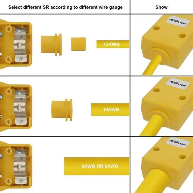 Alt view image 6 of 6 - Nema 10-50P Plug, 50 Amp 125/250 Volt, 3 Pole 3 Wire Grounding, Straight Blade, Yellow, Rohs, Reach, Dryer, Range, Industrial, Electrical Plug