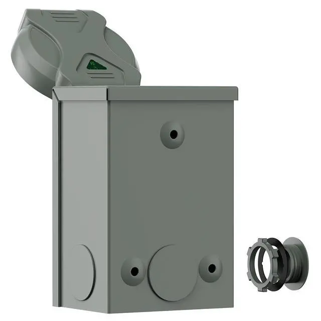 Alt view image 3 of 7 - 30A 125/250V Nema L14-30P Inlet Box, 30 Amp 4-Prong Generator Plug, Weatherproof 125/250 Volt Power Inlet Box, ETL Listed,AD0069