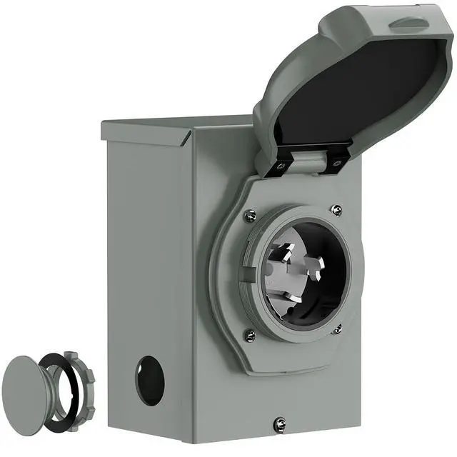 Alt view image 2 of 7 - Nema SS 2-50 50-AMP/125V 250V Waterproof Power Inlet Box, ETL Listed 50A Generator Power Inlet, Outdoor use 2-50 50A 125V/250V Inlet Box with LED Light AD0070