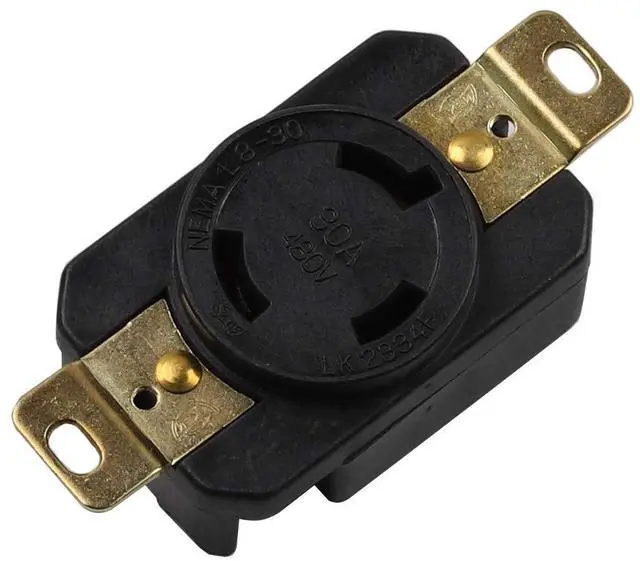 Main image of Nema L8-30R 30A 480V 2 Pole 3 Wire Industrial Grade Locking Female Receptacle Connector, Industrial Twist Lock L8-30R 30-Amp Generator Receptacle. LK-2334F