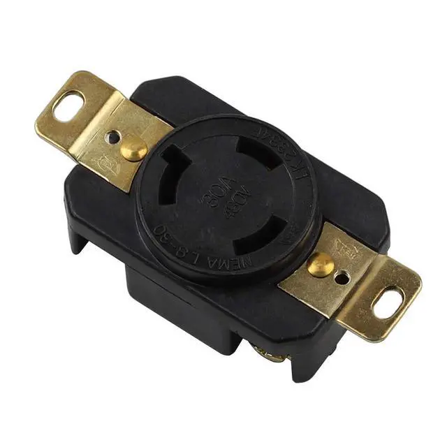 Alt view image 2 of 5 - Nema L8-30R 30A 480V 2 Pole 3 Wire Industrial Grade Locking Female Receptacle Connector, Industrial Twist Lock L8-30R 30-Amp Generator Receptacle. LK-2334F
