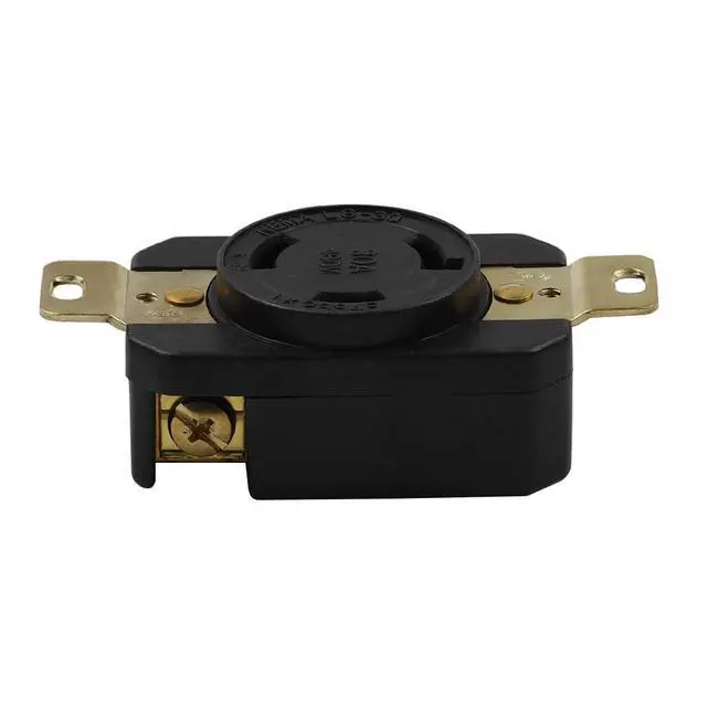Alt view image 3 of 5 - Nema L8-30R 30A 480V 2 Pole 3 Wire Industrial Grade Locking Female Receptacle Connector, Industrial Twist Lock L8-30R 30-Amp Generator Receptacle. LK-2334F