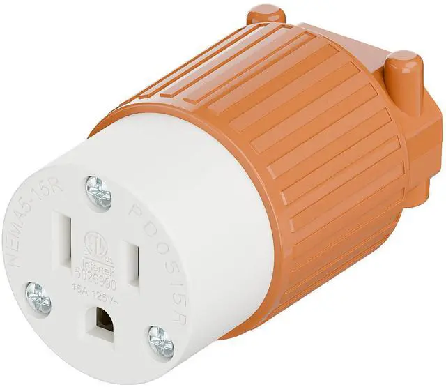 Main image of Nema 5-15R/5-15C Female Socket, ETL Listed 15AMP/125VOLT,15A Straight DIY Receptacle, USA Canada 3-Prong Connector, 15A Household AC Industrial Grade Cord End Socket Orange Color