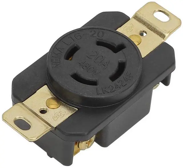 Main image of Nema L16-20R 20A 480V 3 Pole 4 Wire Industrial Grade Locking Female Receptacle Connector, Industrial Twist Lock L16-20 20-Amp Generator Receptacle. LK-2424F