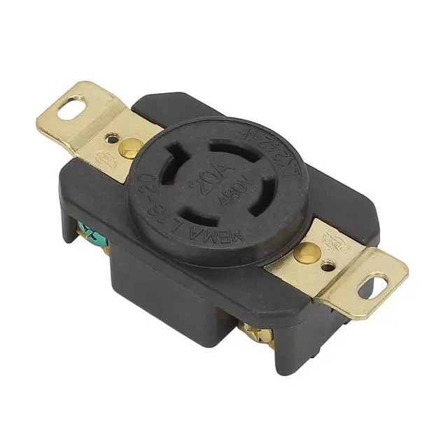 Alt view image 2 of 6 - Nema L16-20R 20A 480V 3 Pole 4 Wire Industrial Grade Locking Female Receptacle Connector, Industrial Twist Lock L16-20 20-Amp Generator Receptacle. LK-2424F