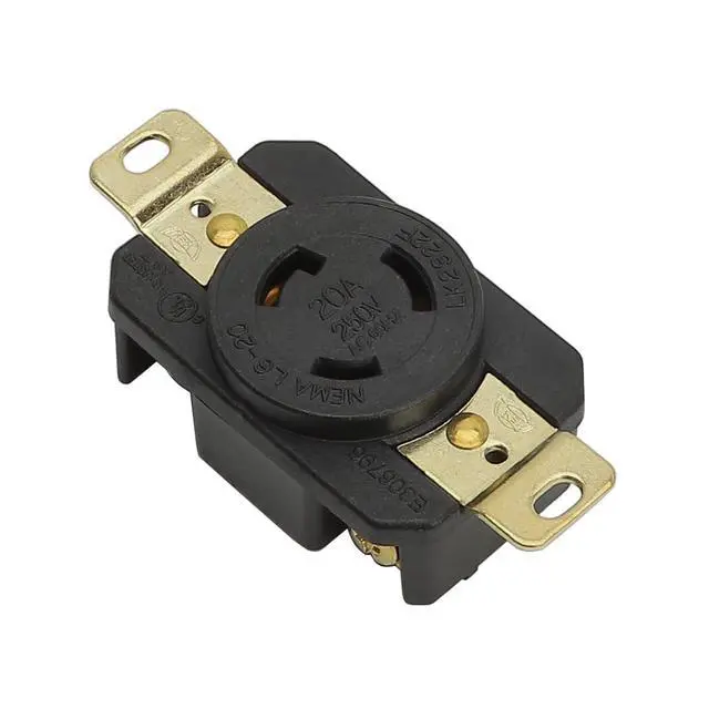 Alt view image 2 of 6 - Nema L6-20R 20A 250V 2 Pole 3 Wire Industrial Grade Locking Female Receptacle Connector, Industrial Twist Lock L6-20 20-Amp Generator Receptacle. LK-2322F