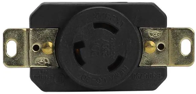 Alt view image 5 of 6 - Nema L6-20R 20A 250V 2 Pole 3 Wire Industrial Grade Locking Female Receptacle Connector, Industrial Twist Lock L6-20 20-Amp Generator Receptacle. LK-2322F