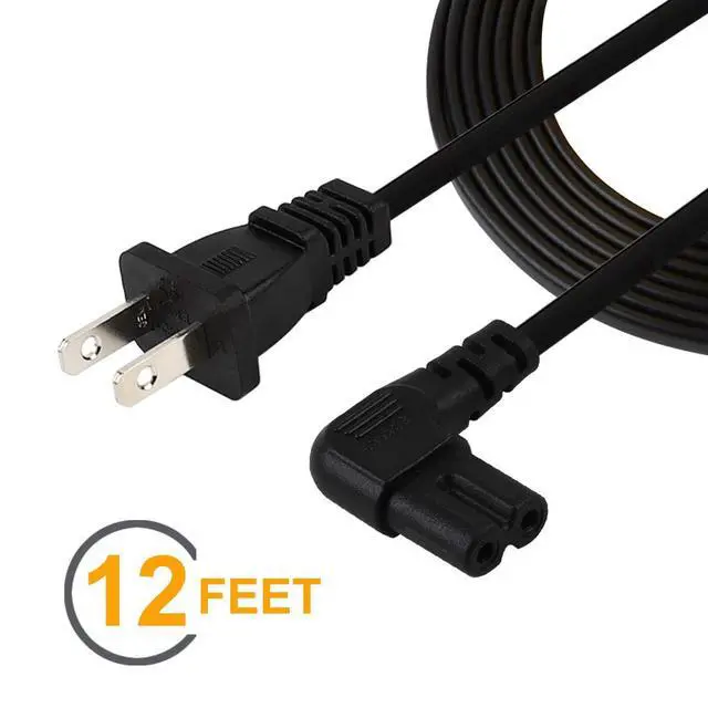 Alt view image 2 of 4 - TV Power Cord,12FT/3.65Meter Angled (L-Type Angle) IEC 320 C7 to Nema 1-15P AC Power Cord, NISPT-2 18AWG Replacement AC Cord for LED TV etc