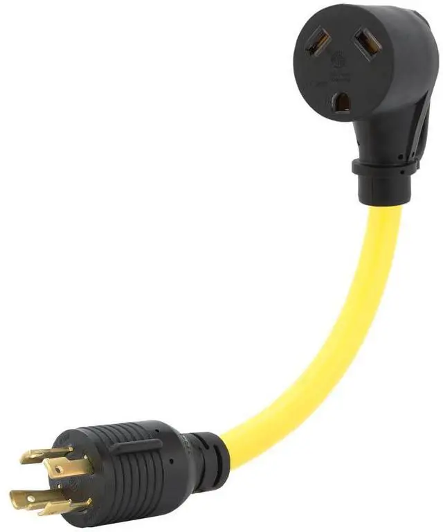Main image of Nema L14-30P to TT-30R 30A Generator Plug to 30A Trailer Adapter Cord, Generator 30 Amp to 30 Amp Trailer Female Adapter Cable, Heavy Duty STW 10AWG Length= 1Foot